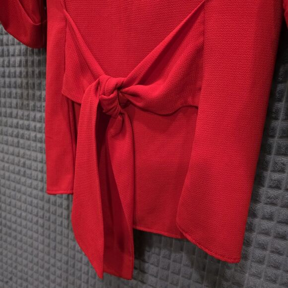 Y2K Red Boxy Tie Top M-Lg Coquette Oversized Tshirt Romantic Cowgirl Glam Retro - Picture 4 of 10